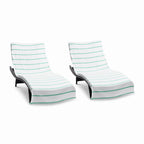 Arkwright Cotton Chaise Lounge Cover - (Pack Of 2) 100% Cotton Terry Towel Pool Chair Covers For Outdoor Beach Furniture, 30 X 85 In, Green