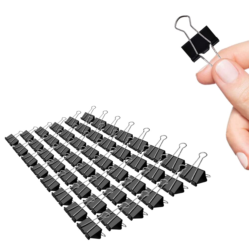 Small Binder Clips, 48 Pack, 3/4 Inch, Standard 19Mm, Black, Capacity 0.31 Inch, Small Binder Paper Clips, Fold Clamp, Small Pap