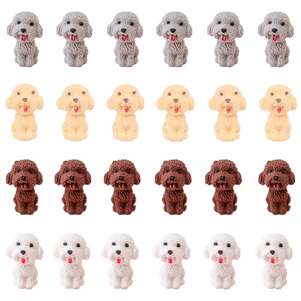 Waremew 24 Pcs Cute Dog Pencil Erasers Toppers,Pencil Top Erasers,3D Animal Pet Erasers For Students School Office Writing Drawi