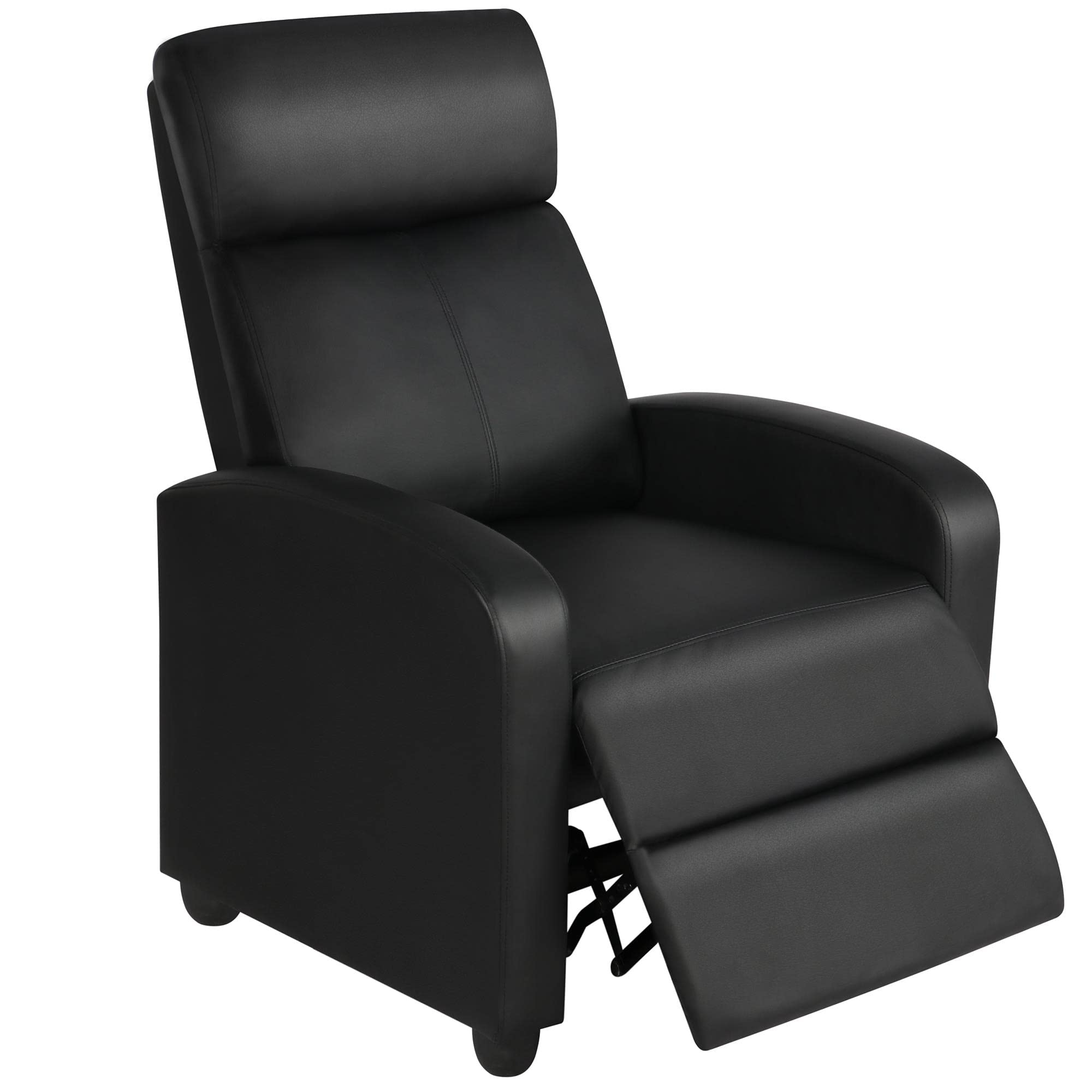 Topeakmart Recliner Chair Pu Leather Reclining Chair Adjustable Modern Single Reclining Chair With Pocket Spring Living Room Bed