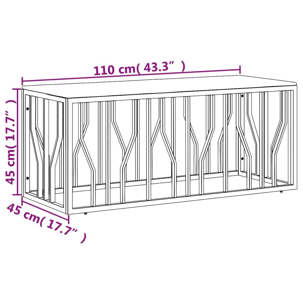 vidaXL Stainless Steel Wood Coffee Table - Modern Acacia Centerpiece Table, Silver/Brown, Easy Clean, 43.3x17.7x17.7 in