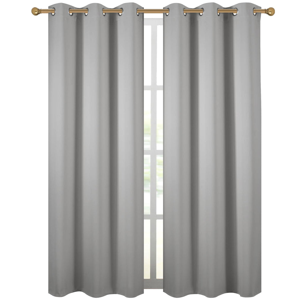 Diraysid Light Grey Grommet Blackout Curtains For Bedroom Thermal Insulated Room Darkening Curtains Drapes, 42 X 72 Inch, 2 Pane