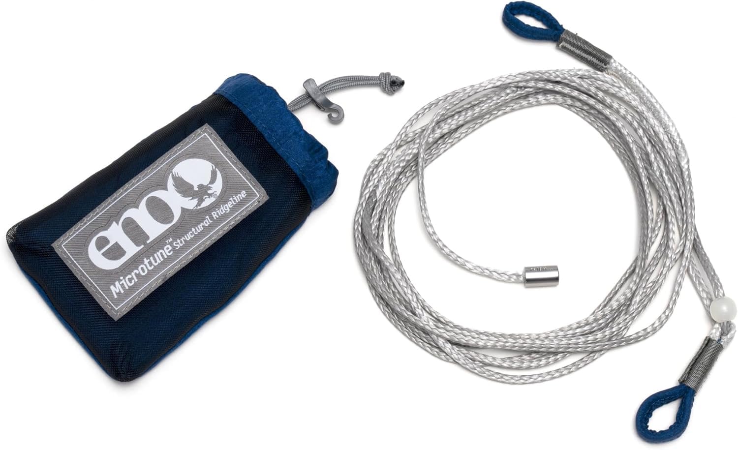 Eno Microtune Structural Ridgeline - Camping Hammock Travel Essentials - Hammock Cord For Preset Lay - Compatible With 1 To 2 Person Portable Hammocks - Sapphire/Grey