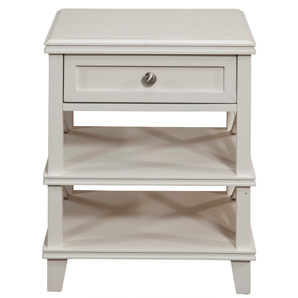 Alpine Furniture Potter 1 Drawer Wood Nightstand With 2 Shelves In White