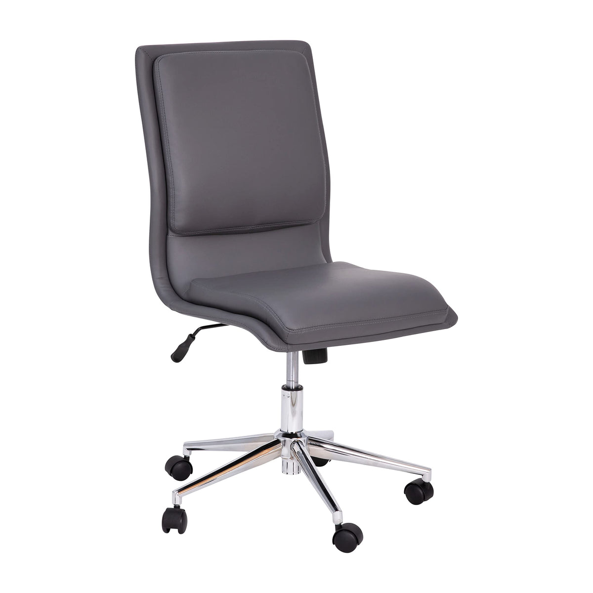 Flash Furniture Madigan Task Office Chair - Luxurious Gray Leathersoft Upholstery - Padded Mid-Back And Seat - Height Adjustable Chrome Base - Armless