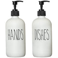 MOMEEMO Soap Dispenser Set 2 Pack, Contains Dish Soap Dispenser and Hand Soap Dispenser. 16 Oz Glass Soap Dispenser with Black P
