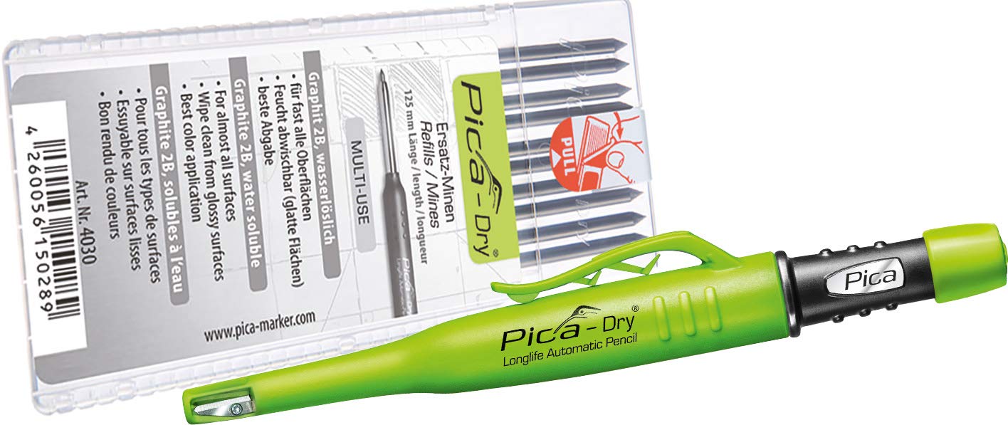 Pignr 3030 + 4030 Longlife Automatic Pen + Refill Set 2B, Pica Dry + Ersatzminen (Graphit), Black