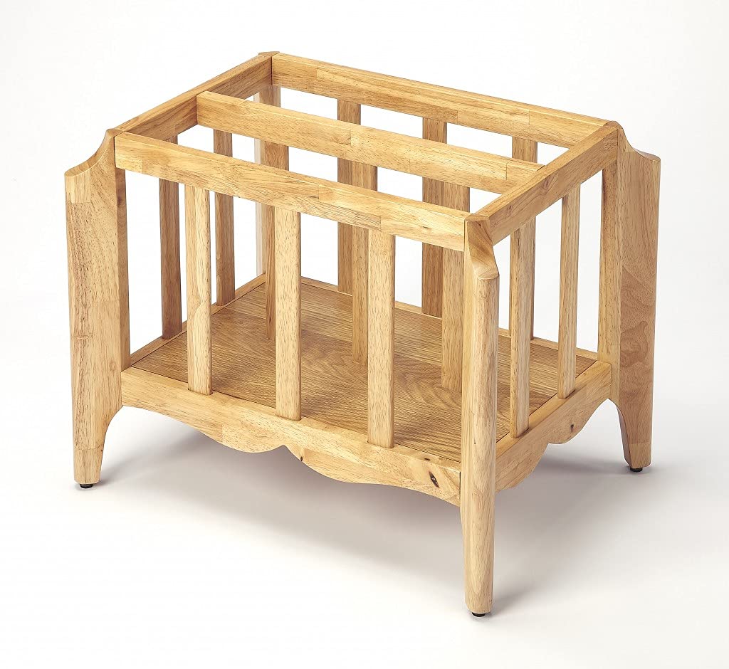 HomeRoots Rubberwood Solids, MDF, Oak Veneer Natural Mango Magazine Basket