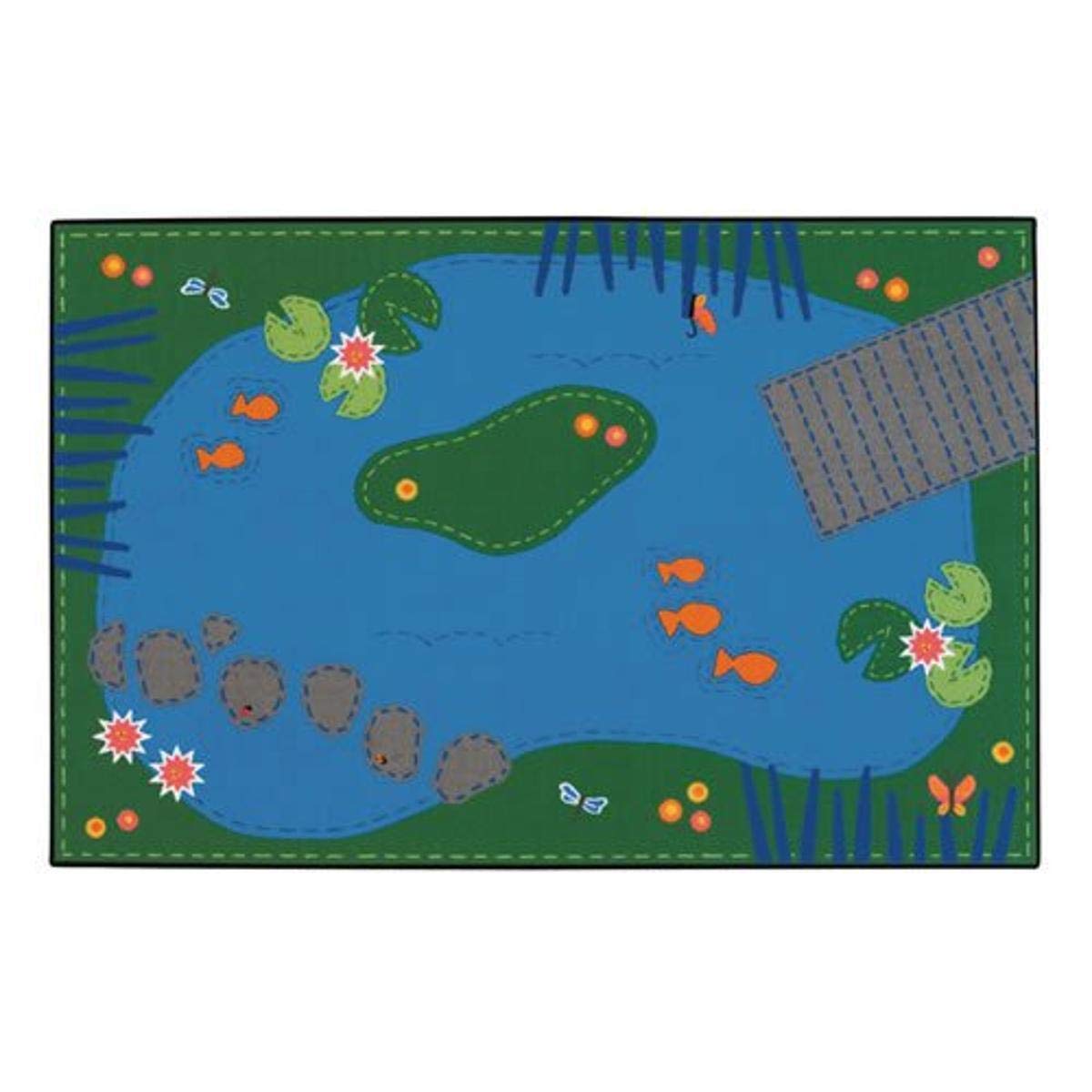 Carpets For Kids Kid$Value Plus 72.06 Tranquil Pond Playroom Kids Rug 6Ft X 9Ft Rectangle Blue