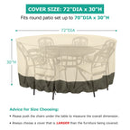 Patio Furniture Covers For Table Chairs Set, Outdoor Furniture Cover Waterproof, Uv Resistant Anti-Fading Cover Outdoor Table Cover Round, Beige And Olive, 72 Inch Diameter