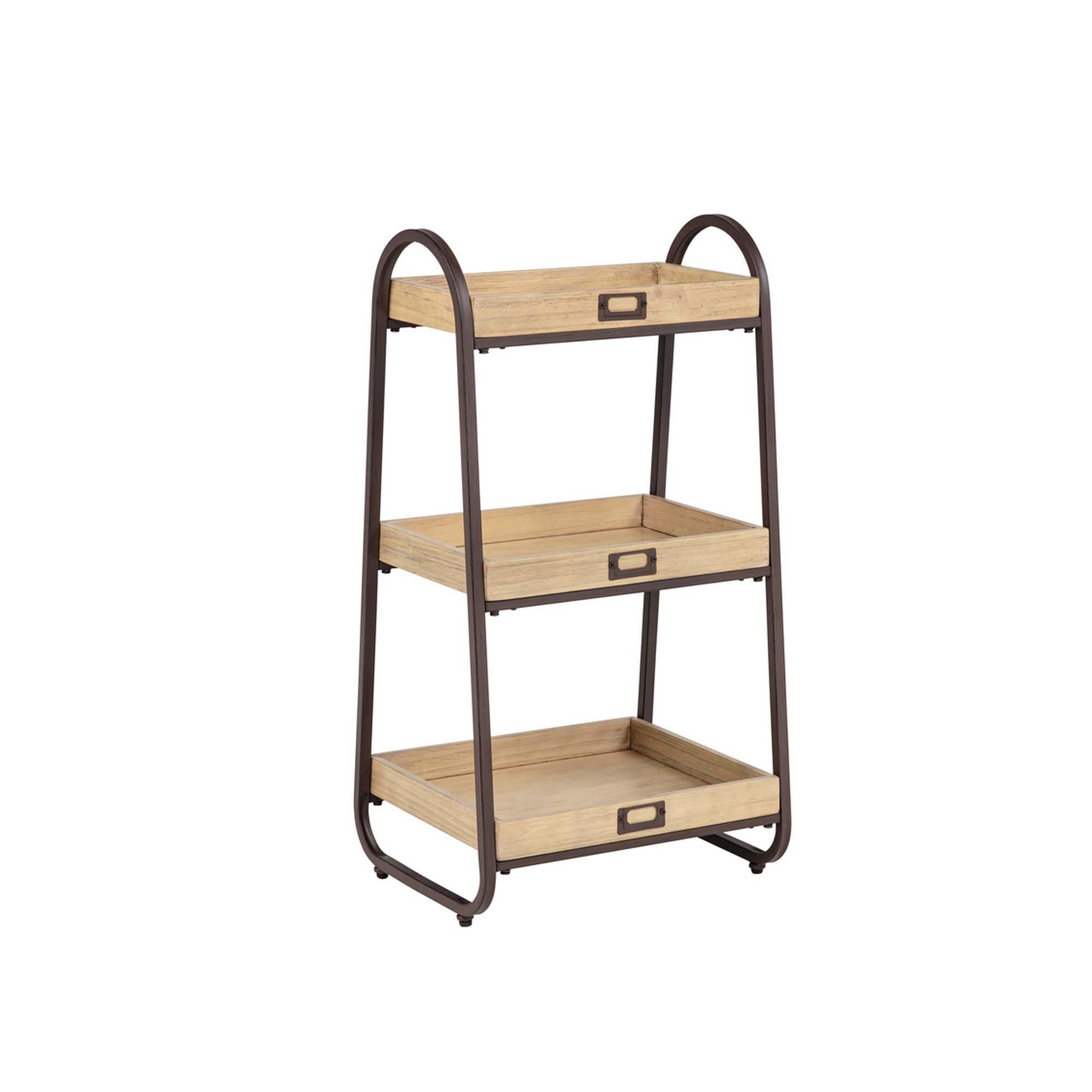 Linon Wood and Metal Three Tiered Storage Stand in Black