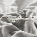 Ivellow Velvet Flannel Duvet Cover King Size Smoky Gray Duvet Cover King Velvet Comforter Cover Set Ultra Soft Breathable Cozy V