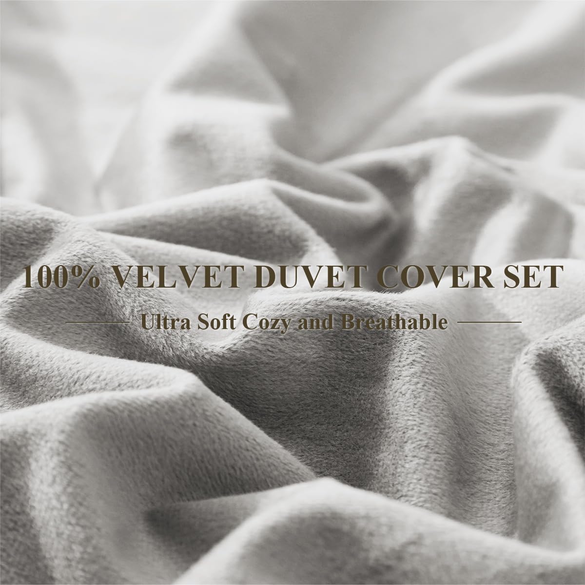 Ivellow Velvet Flannel Duvet Cover King Size Smoky Gray Duvet Cover King Velvet Comforter Cover Set Ultra Soft Breathable Cozy V
