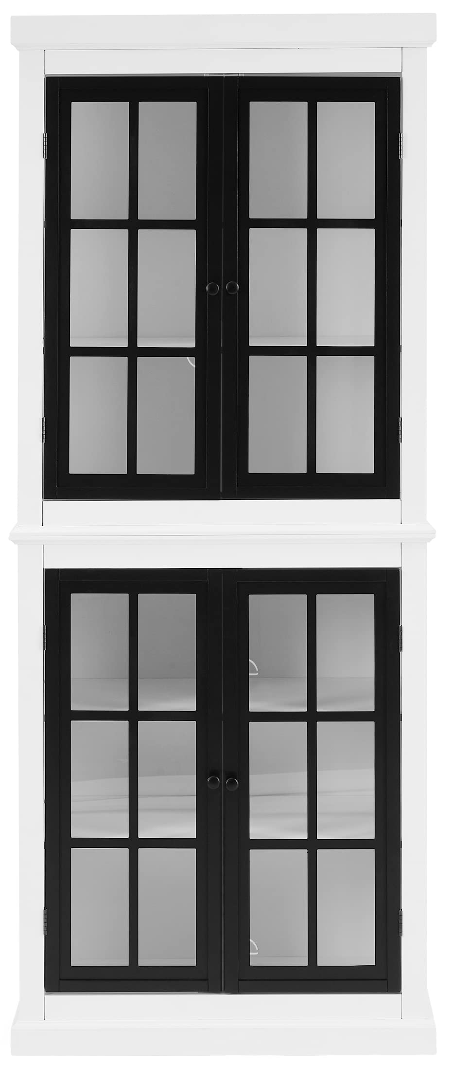 Crosley Furniture Cecily Tall Pantry Storage Cabinet With Shelves For Kitchen Or Laundry Room, White/Matte Black