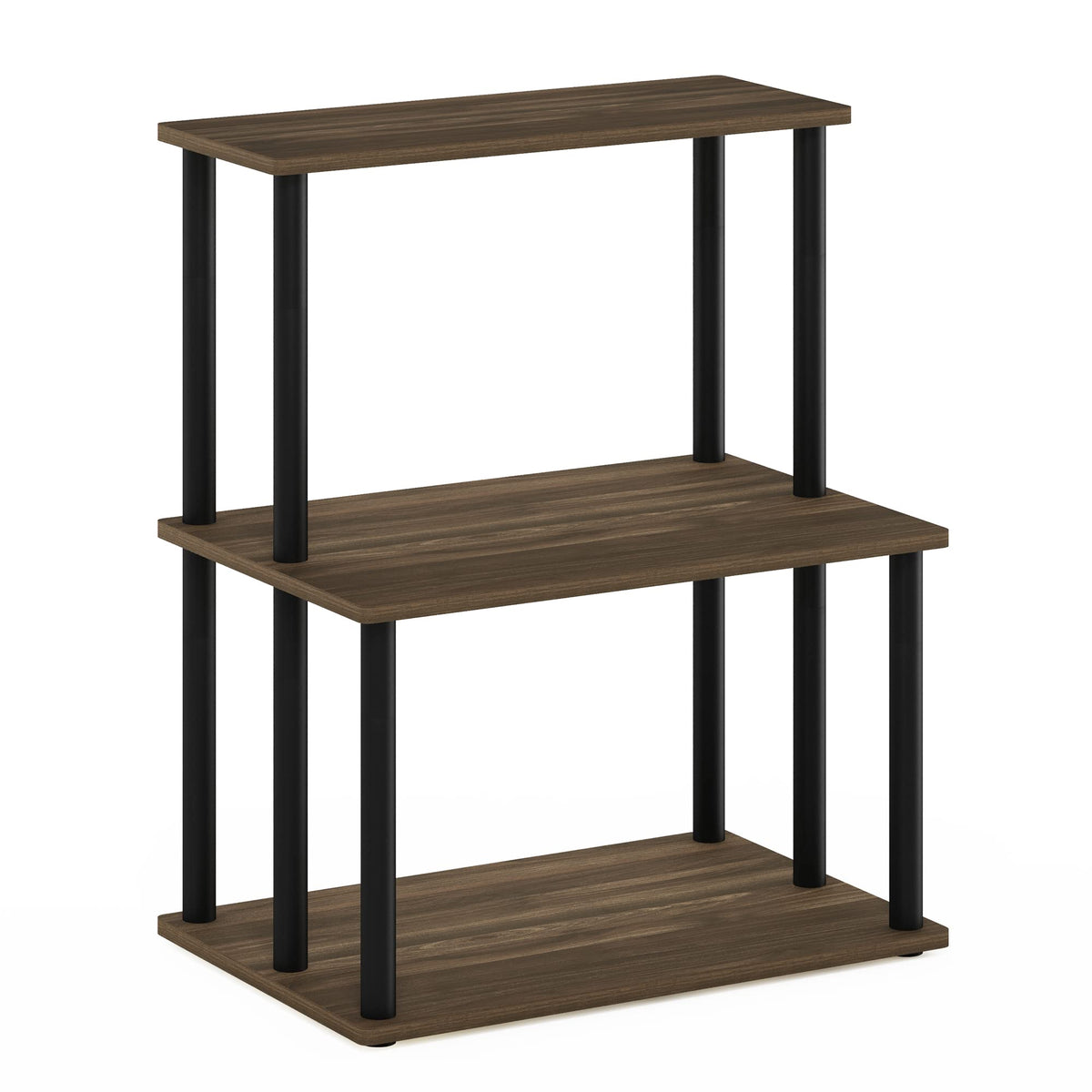 Furinno Turn-N-Tube 3-Tier Toolless Kitchen Storage Shelf, Columbia Walnut/Black