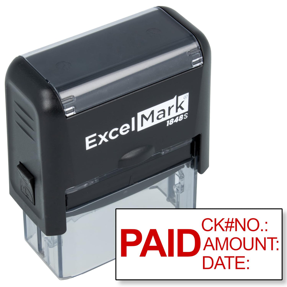 Paid With Check No., Amount, Date - Excelmark Self Inking Rubber Stamp - A1848