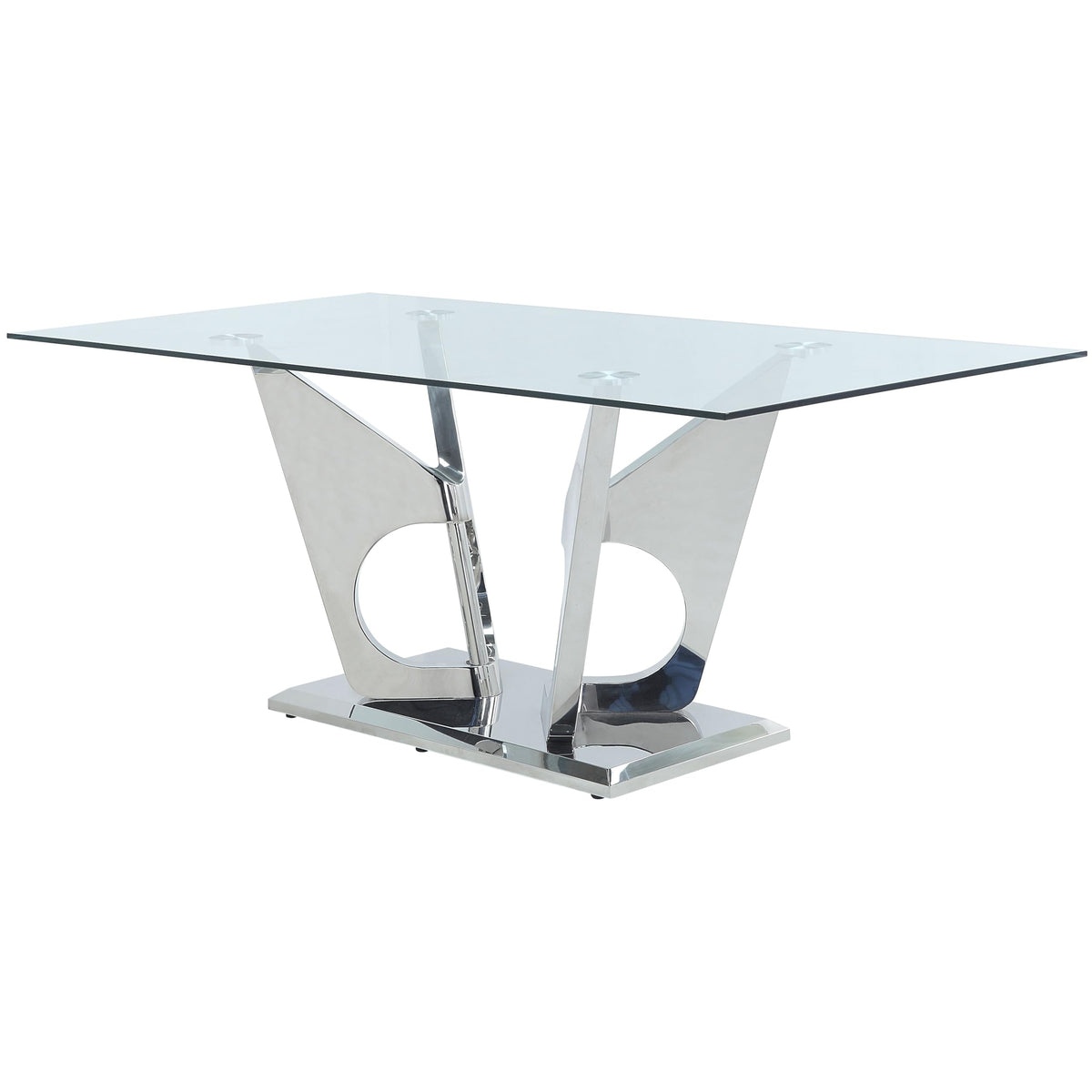 Acme Azriel Dining Rectangular Glass Top Table in Clear and Mirrored Silver