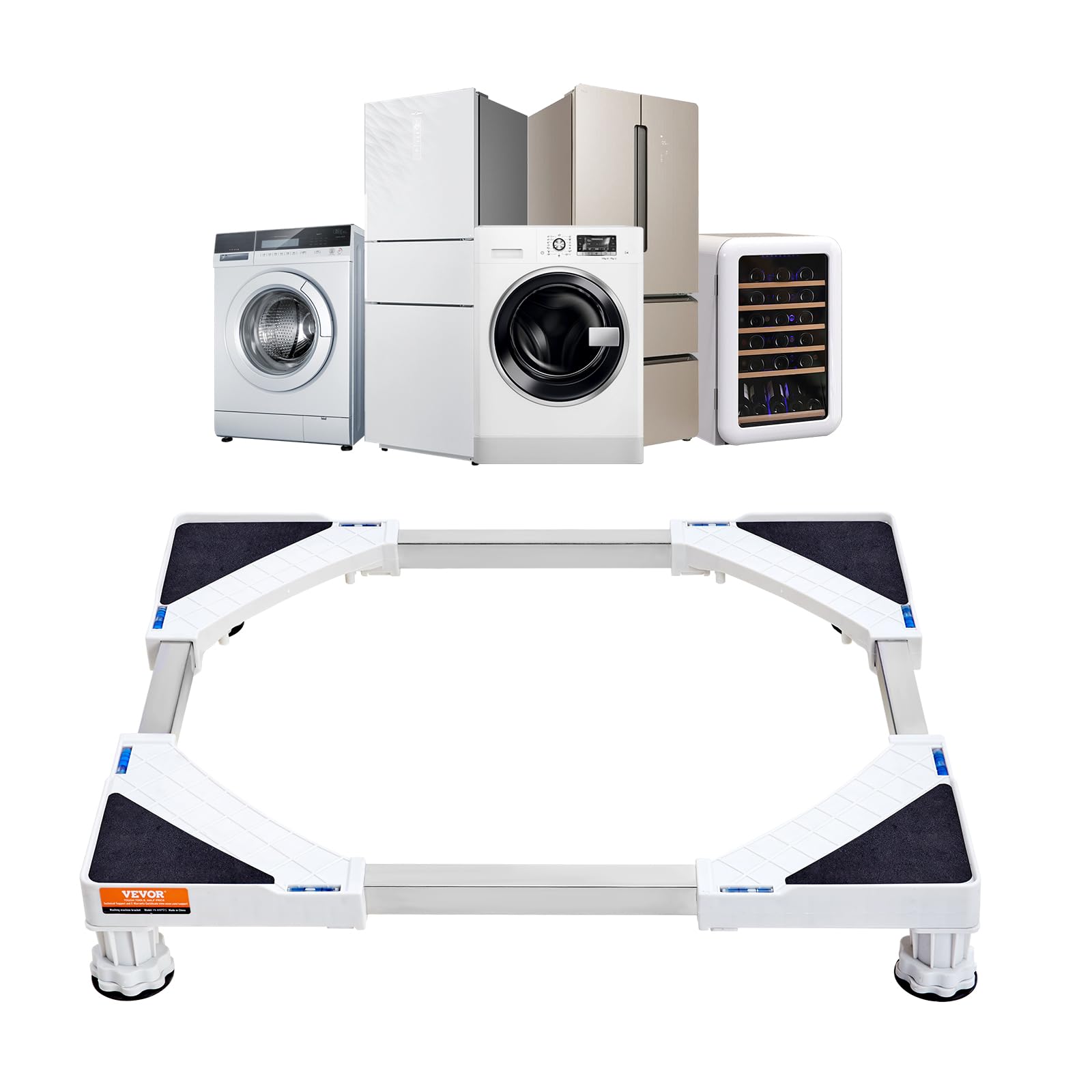 VEVOR Mini Fridge Stand w/ 4 Strong Feet - Adjustable Washing Machine Refrigerator Riser Multi-Functional Universal Base Washer 