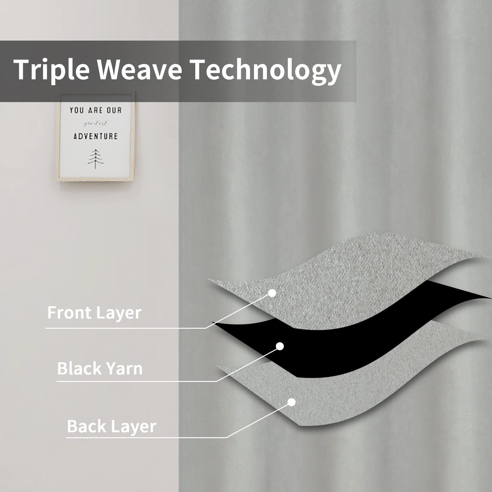Easy-Going Blackout Curtains For Bedroom, Solid Thermal Insulated Grommet And Noise Reduction Window Drapes, Room Darkening Curtains For Living Room, 2 Panels (34X54 In, Greyish White)
