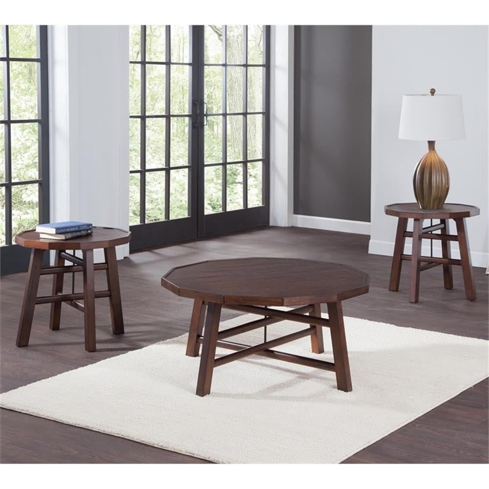 Steve Silver Paisley 3-Piece Burnt Caramel Finish Wood Occasional Table Set