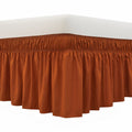 Meila Wrap Around Bed Skirt Three Fabric Sides Elastic Dust Ruffled 18 Inch Tailored Drop,Easy To Install Fade Resistant-Caramel