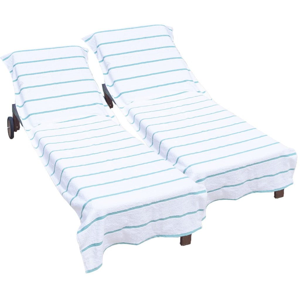 Arkwright Cotton Chaise Lounge Cover - (Pack Of 2) 100% Cotton Terry Towel Pool Chair Covers For Outdoor Beach Furniture, 30 X 85 In, Green