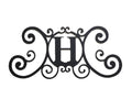 Bookishbunny Monogram Initial Letter A-Z Wrought Iron Metal Scrolled Door Wall Decoration Plaque Art, 24 x 11 inch 2mm Thick (H)
