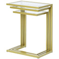 Carolina Classic Addison Tempered Glass Top Nesting Table Set in Gold