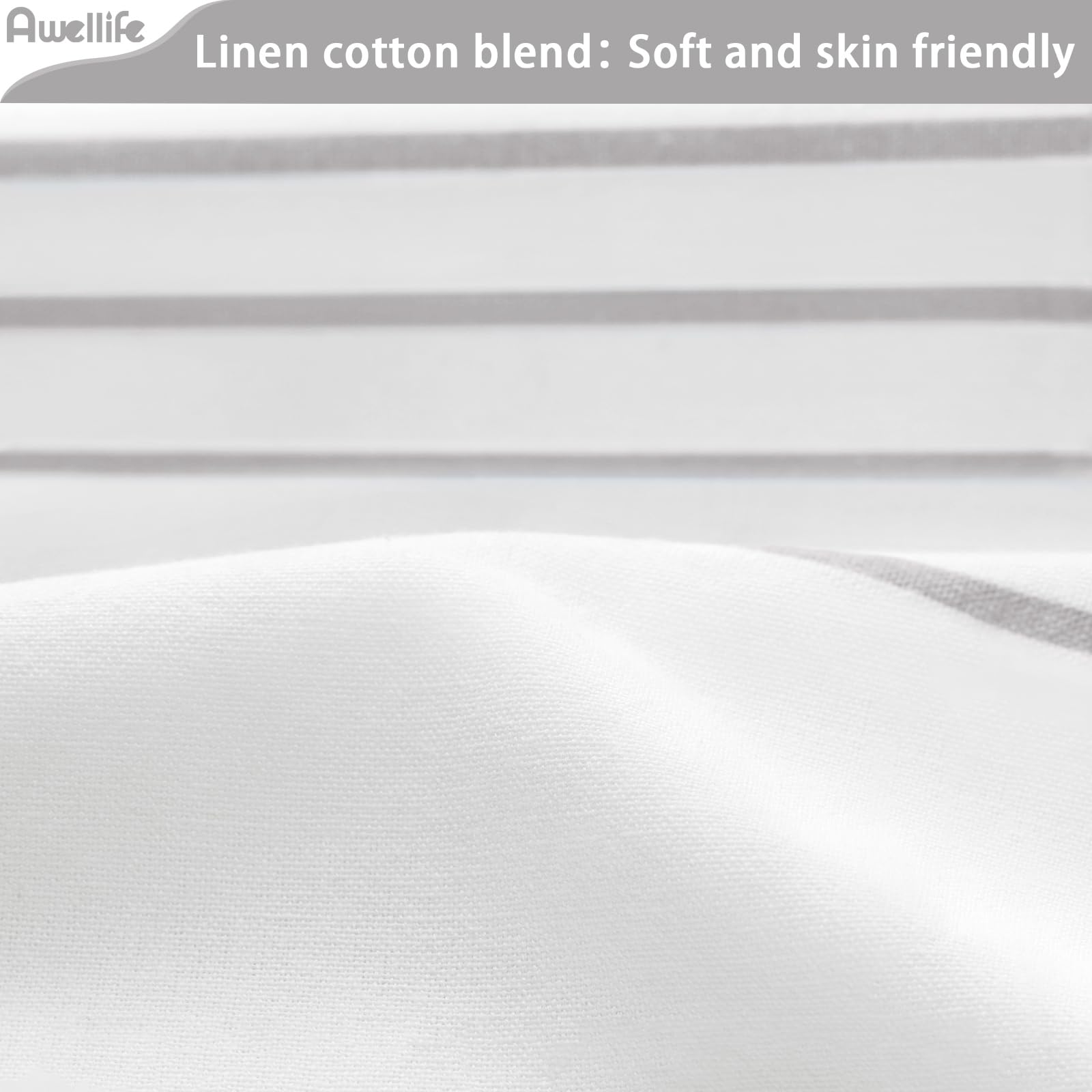 Awellife Boho Grey Shower Curtain For Bathroom Stripe Tassel Shower Curtain 48 X 72 Inches Farmhouse Linen