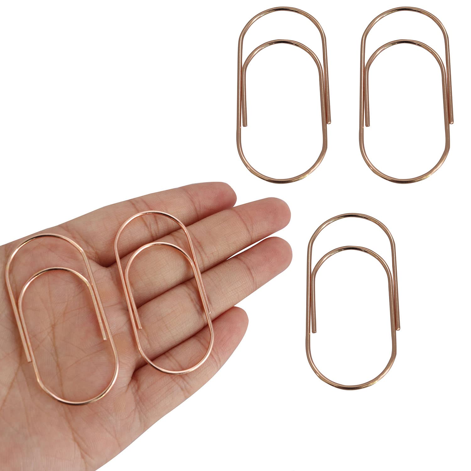 Yyangz 50Pcs Wide Paper Clips Stainless Steel Paper Clips Jumbo Smooth Finish Paperclips For Paper, Rose Gold
