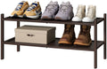 Kiplant Bamboo Shoe Rack For Entryway, 2-Tier Stackable | Foldable | Natural, Shoe Organizer For Hallway Closet, Free Standing Shoe Racks For Indoor Outdoor