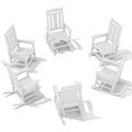 Serwall Outdoor Rocking Chair White Set Of 6, All Weather Patio Rocking Chair, Hdpe Poly Rocking Chair For Adults, Heavy Duty Front Porch Rocker