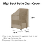 Easy-Going Outdoor High Back Chair Cover Uv Resistant Patio Chair Cover Waterproof Lawn Patio Furniture Cover With Tape Sealed Seam (2 Pack-28Wx35Dx35H Inch, Camel)
