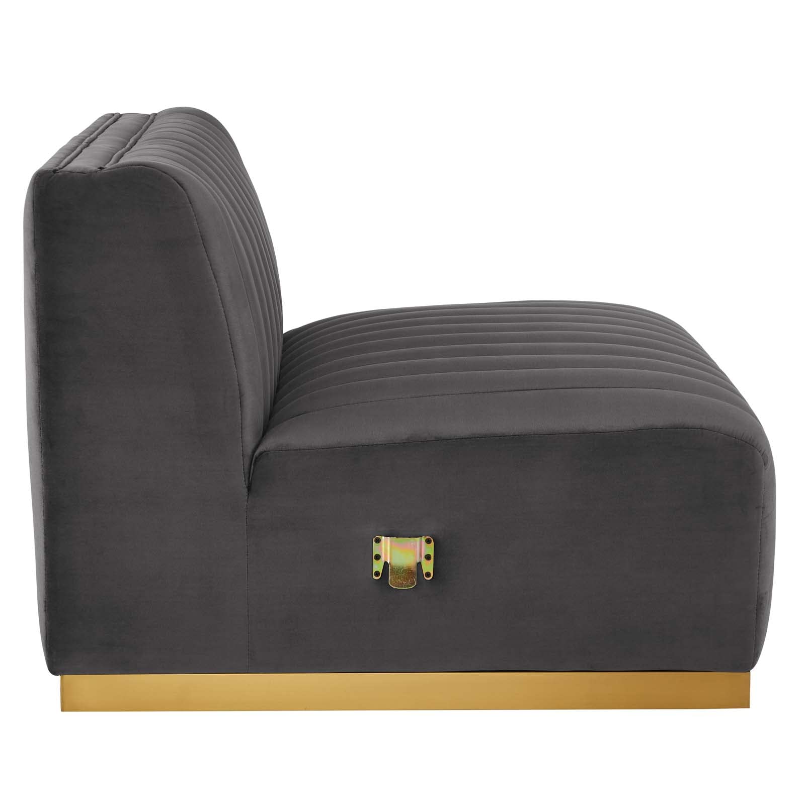 Modway Conjure Channel Tufted Performance Velvet Armless Chair In Gold/Gray