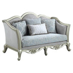 Acme Furniture Linen Upholstery Loveseat, Light Gray and Champagne