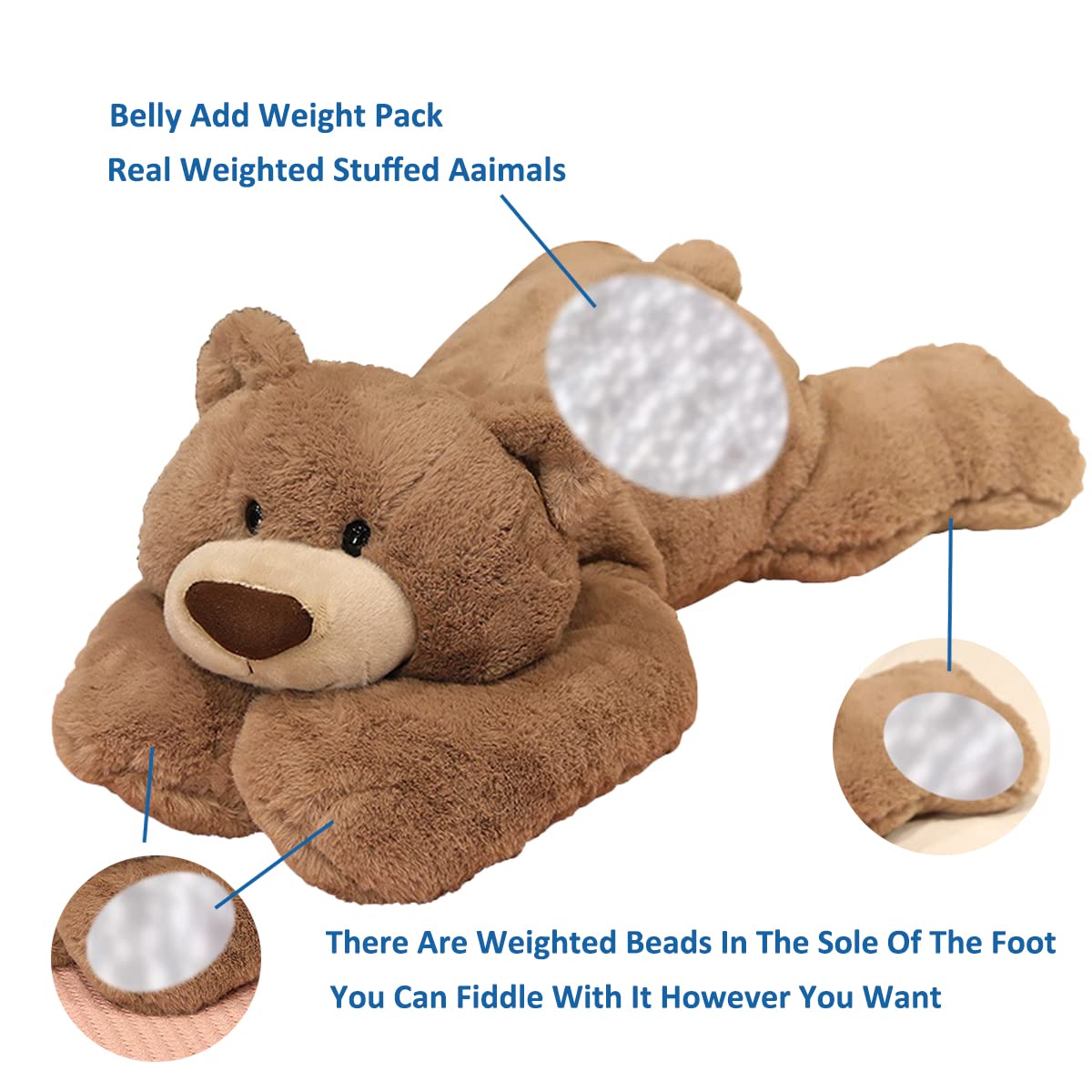 Doireum Weighted Stuffed Animals, Weighted Bear Stuffed Animal Toy Brown Bear Plush Throw Pillow Gifts For Boys Girls, 11.8 Inch