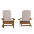 Set of 2 Adirondack Chairs in Teak with Cream Cushions, Porch, and Patio