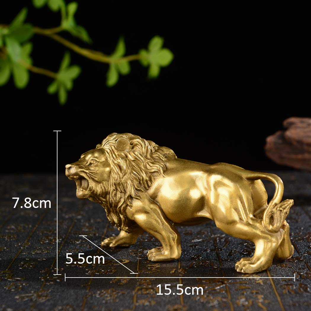 Brabud Chinese Fengshui Handmade Brass Magical And Noble Lion Statue Home Decor Housewarming Gift (Jinshizi)