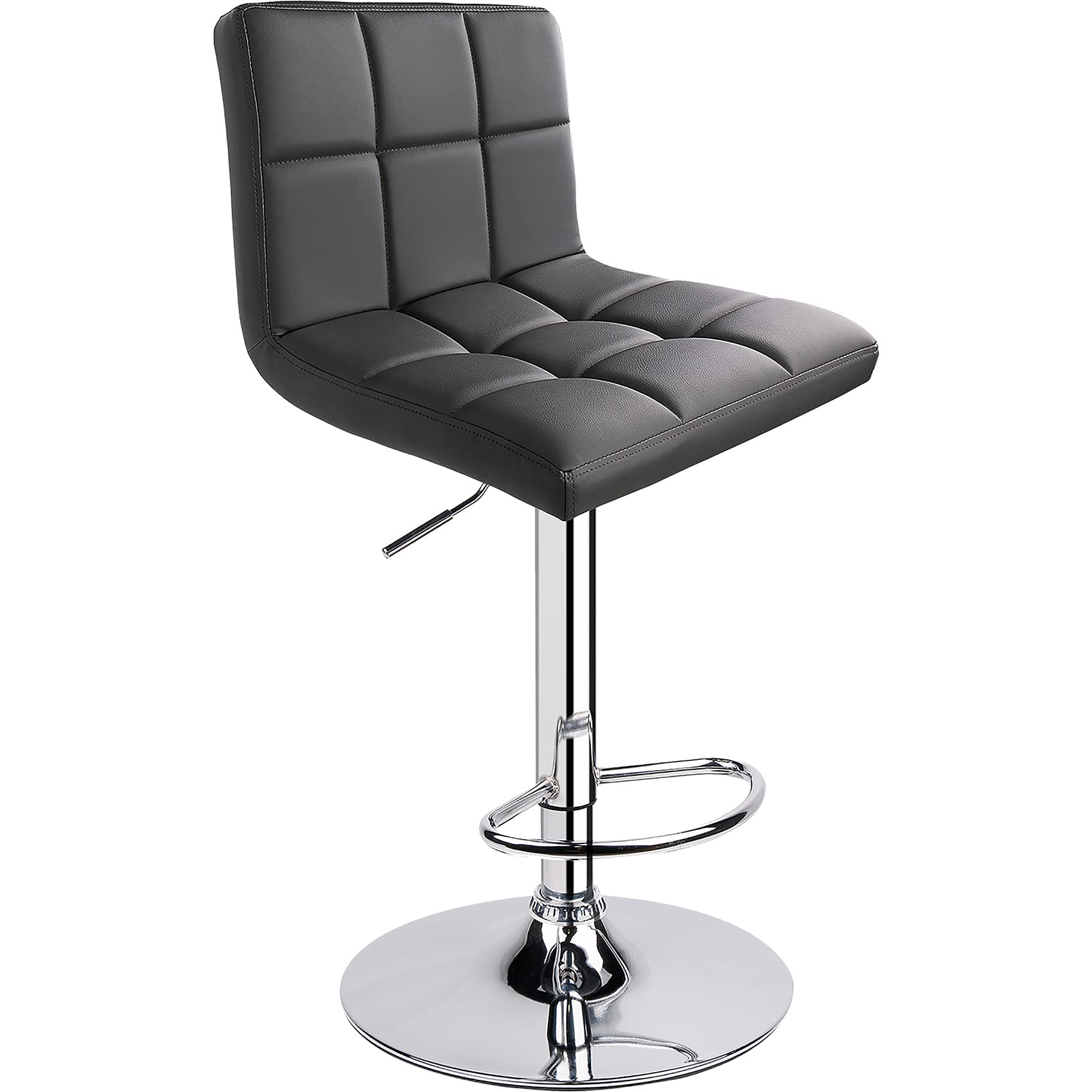 Leopard Bar Stools, Modern PU Leather Adjustable Swivel Bar Stool with Back - 1 Chair (Grey)