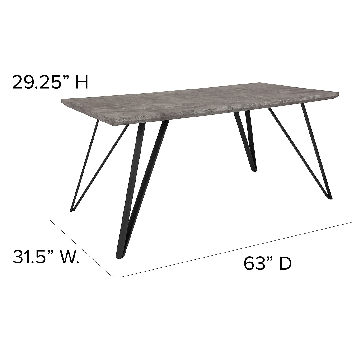 Flash Furniture Hg-Dt012-78054-Gg 63X31.5 Concrete Dining Table