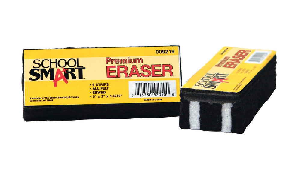 School Smart Premium Chalkboard Eraser, 5 L X 2 W X 1 H In, Felt, Black/White - 009219
