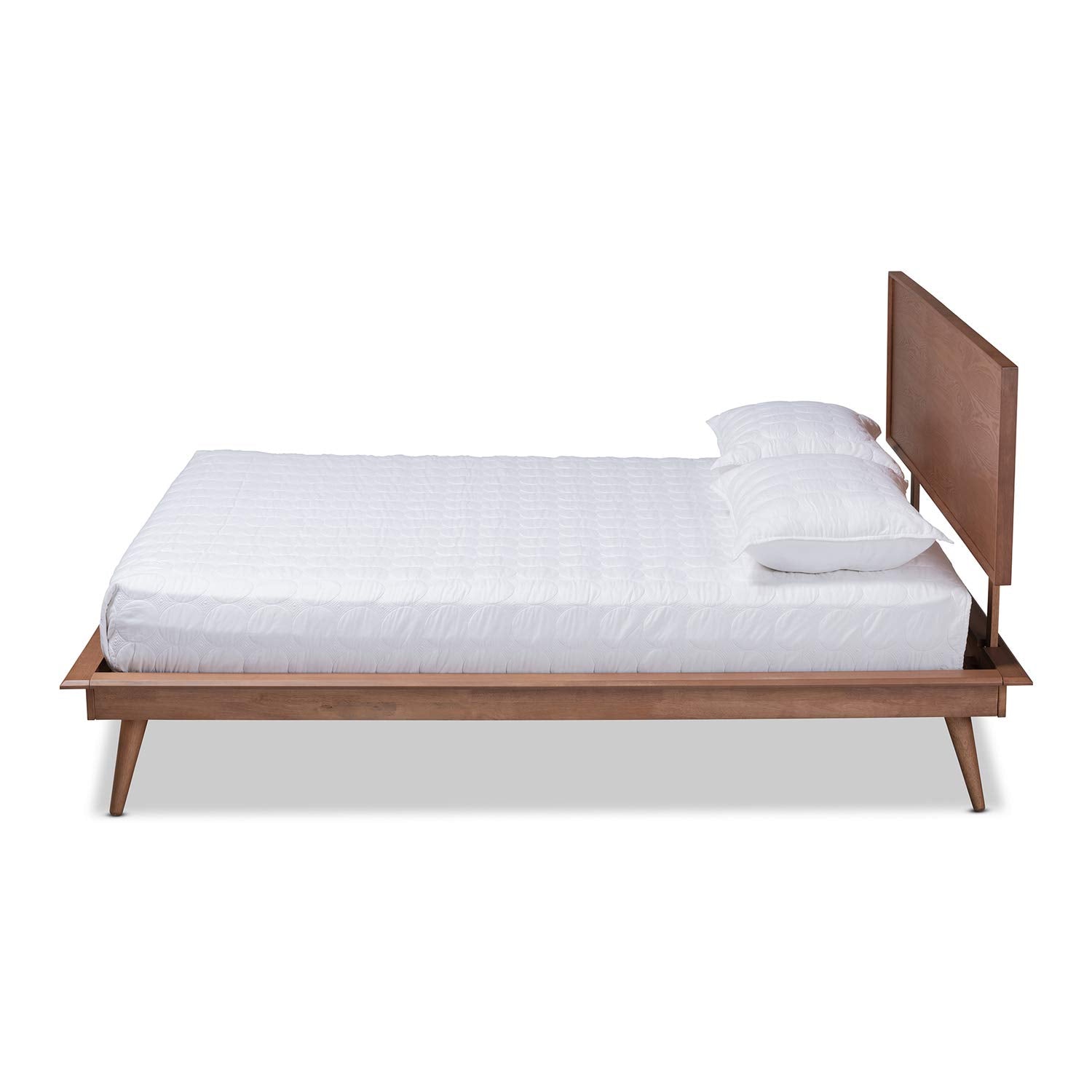 Baxton Studio Karine Mid-Century Modern Walnut Brown Finished Wood Full Size Platform Bed