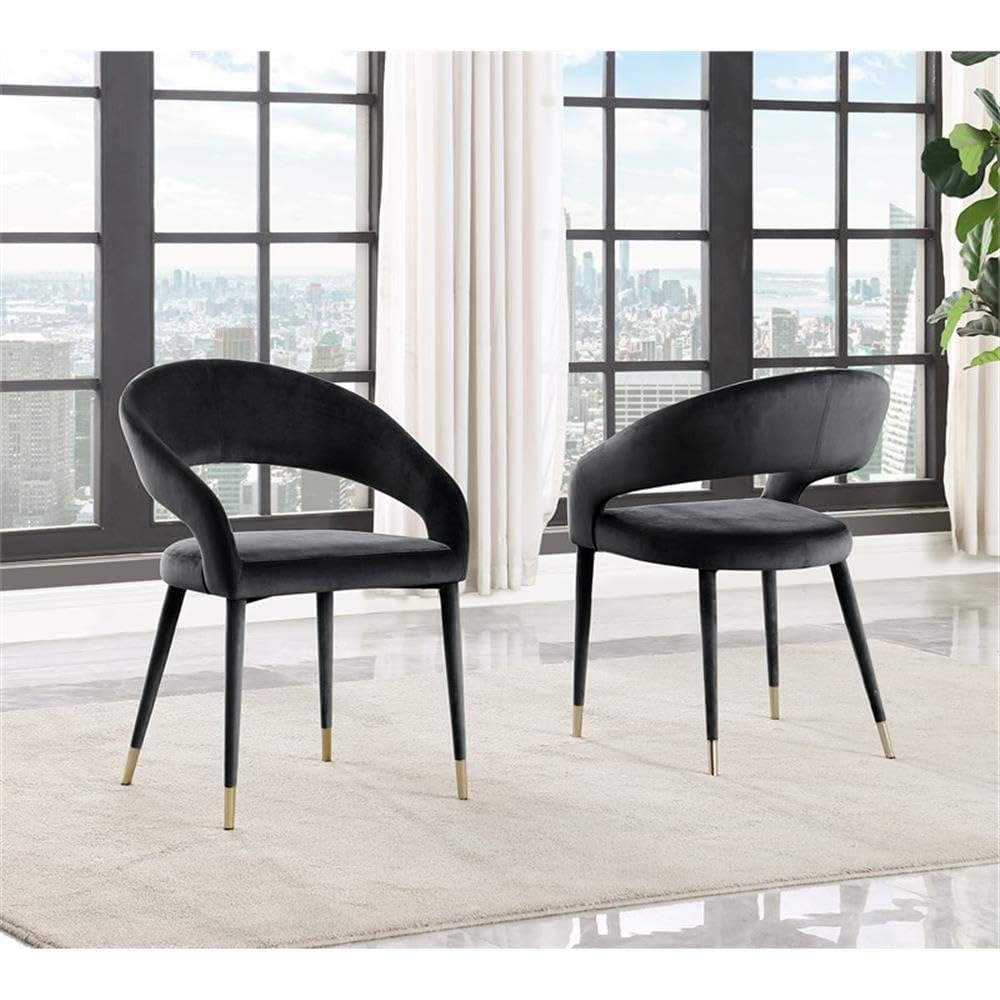 Best Master Furniture Jacques Velvet Black Dining Chairs (Set Of 2)