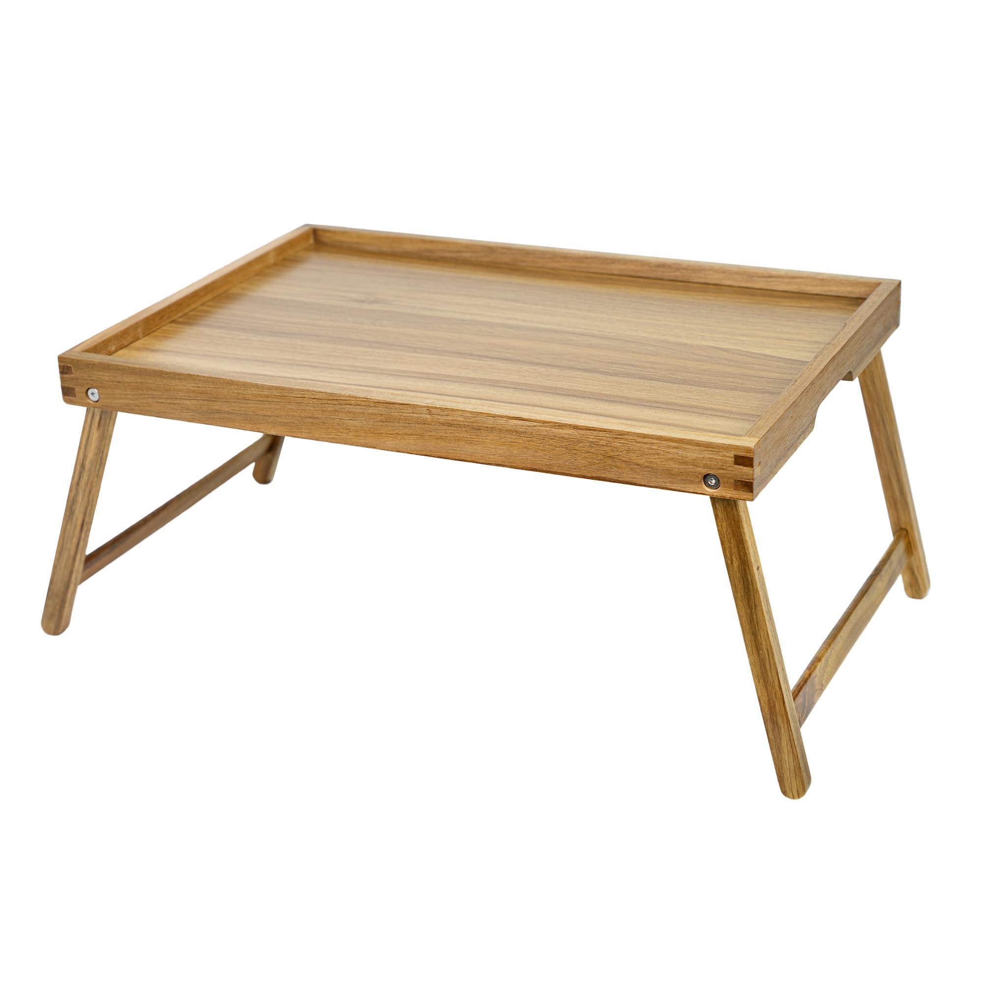 VaeFae Acacia Bed Table Tray, Wooden Breakfast Tray with Folding Legs, Bed Tray for Eating and Laptop, Eating Trays for Bedroom 