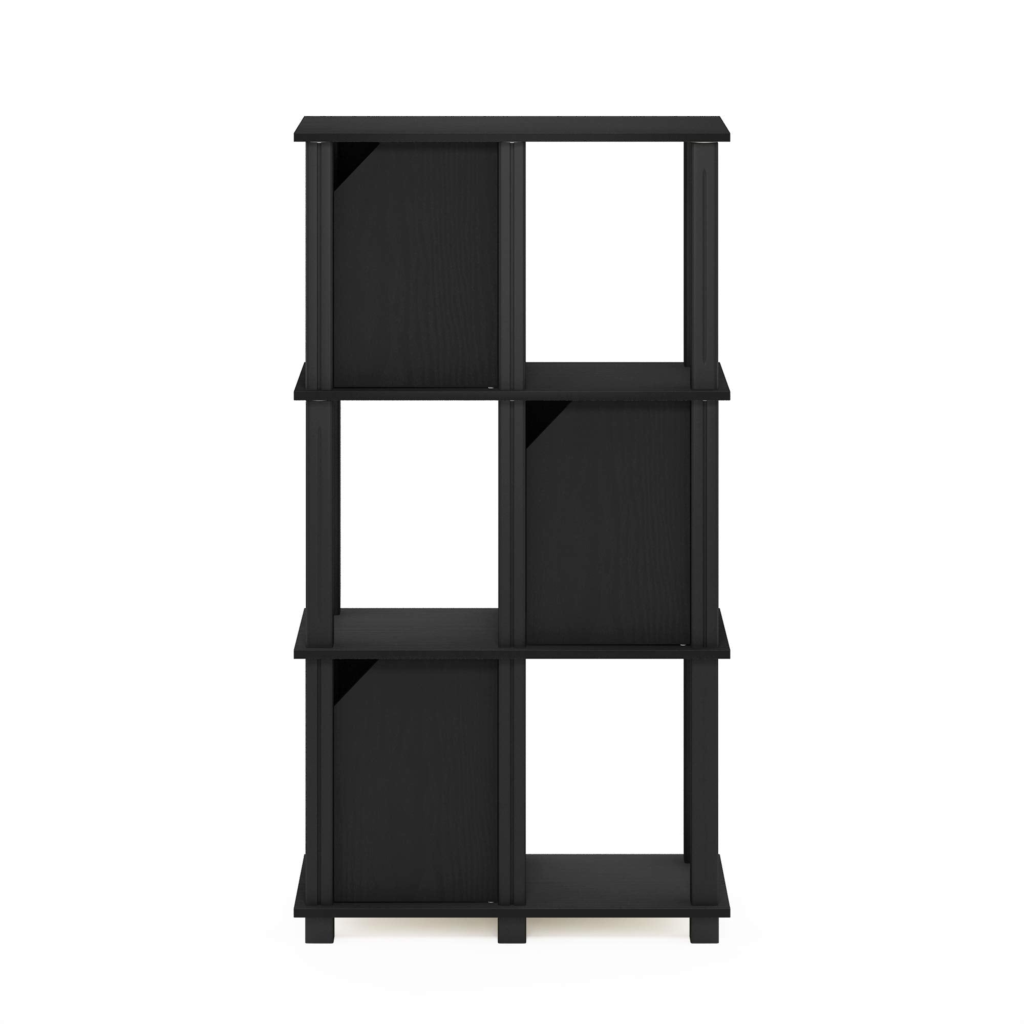 Furinno Brahms Storage Shelf, 4-Tier, Black Oak/Black