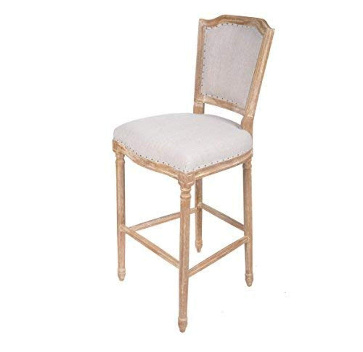 Best Quality Furniture Upholstered Solid Oak Beige Decorative Barstool