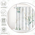 Ruelvth Stall Shower Curtain, Sage Green And Gold Eucalyptus Small Shower Curtain Set Waterproof Fabric Half Narrow Bathroom Dec