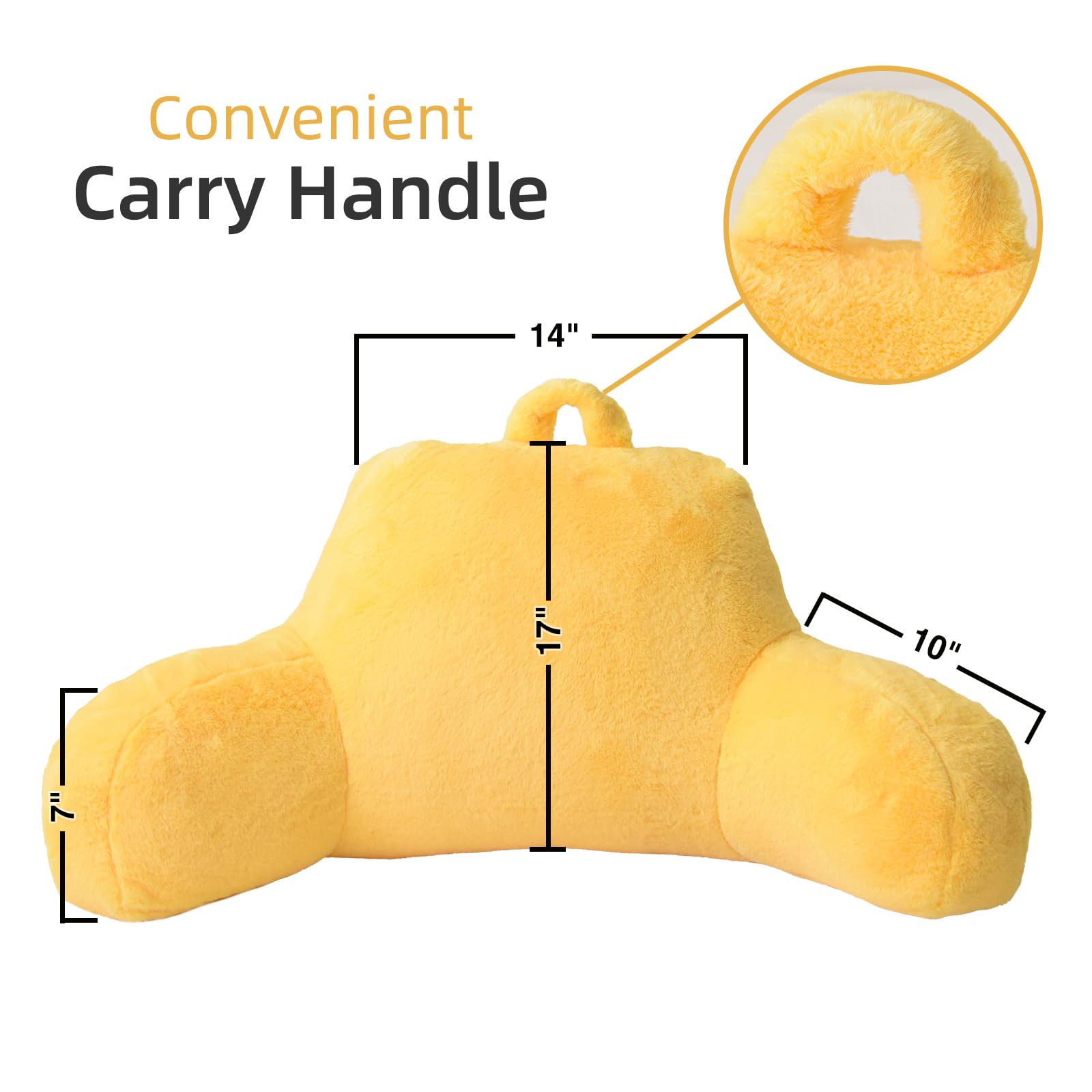A Nice Night Faux Fur Reading Pillow Bed Wedge Large Adult Children Backrest With Arms Back Support For Sitting Up In Bed/Couch