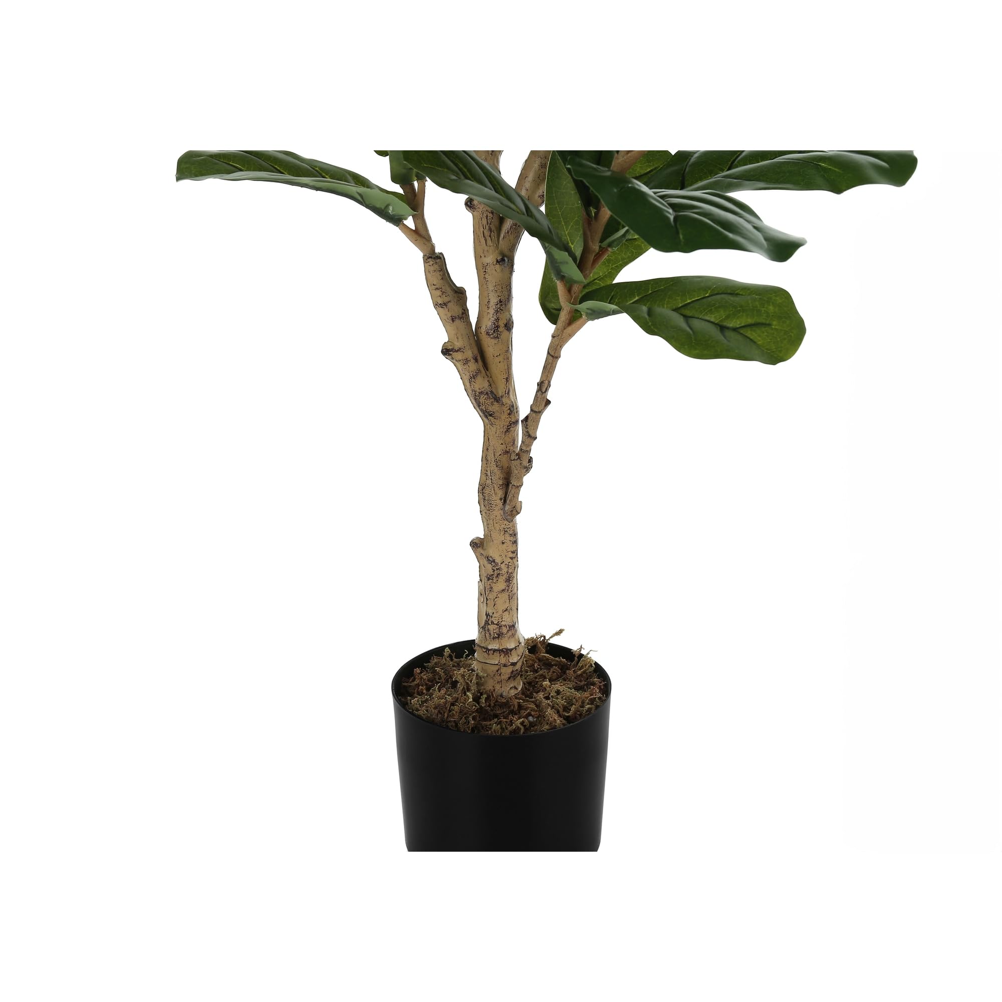 Monarch Specialties I 9541 Artificial Plant, 47' Tall, Fiddle Tree, Indoor, Faux, Fake, Floor, Greenery, Potted, Real Touch, Decorative, Green Leaves, Black Pot