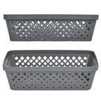 Glad Plastic Storage Basket Set - Multipurpose Drawer Trays, Kitchen Pantry Containers, And Bathroom Bins - 6 Pack Medium Organizers, Grey